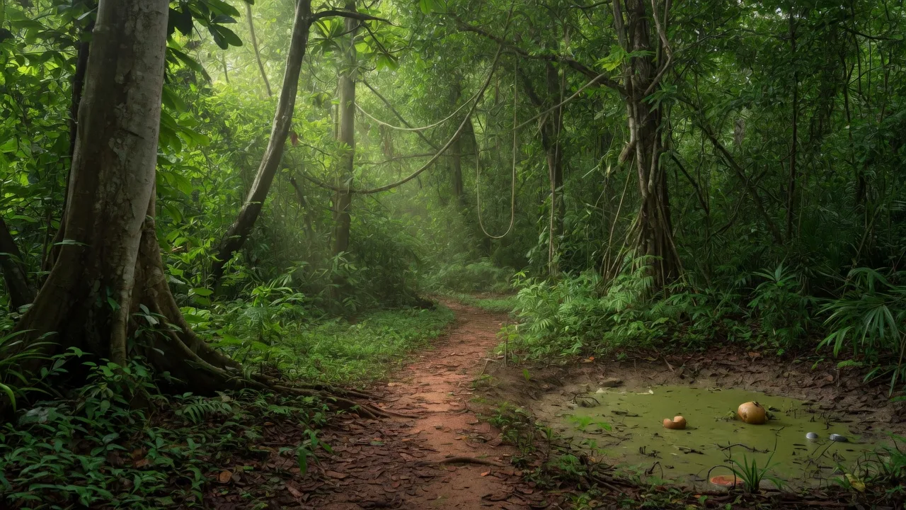 Roatán tree-line, empty place, North proof